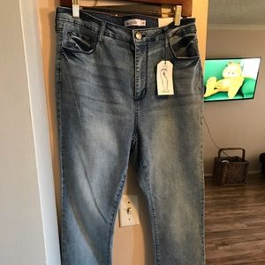 High waisted light wash denim size 14